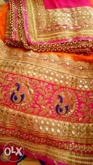 Lahenga duptta set Orange, pink lahanga very