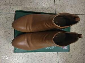 Men pure leather boots size 7,used