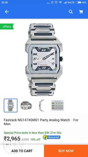 New 2 days old fastrack wrist watch of price 