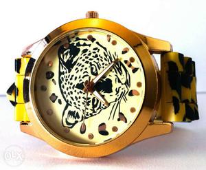 New military tiger watch gold white shade of ceetah latest