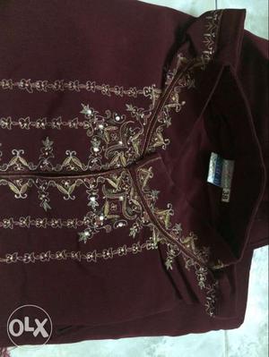 New sherwani with embroidery work maroon