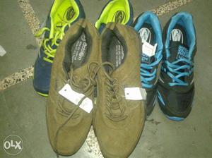 Pair Of Black-and-blue And Black-and-yellow Low-top Sneakers