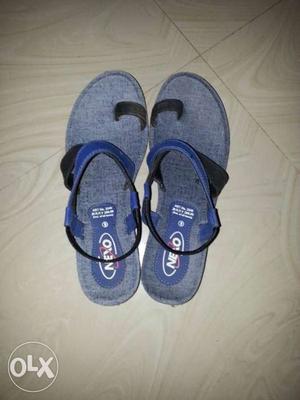 Pair Of Blue Nexo Toe Sandals