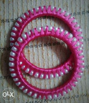 Pair Of Pink Silk Thread Bangles