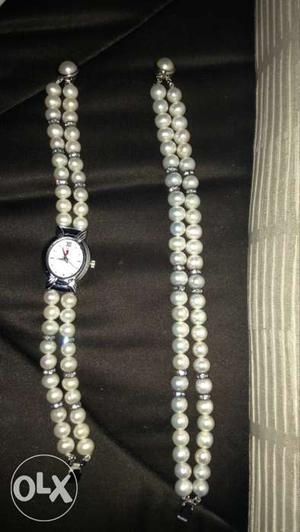 Pearl watch & bracelet