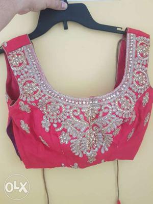 Pink And Gray Floral Choli