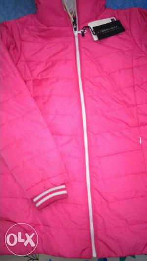 Pink Zip-up Bubble Hoodie Jacket