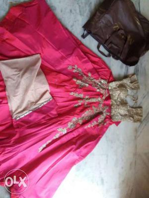 Pink and gold lehenga, used only once, size- M,