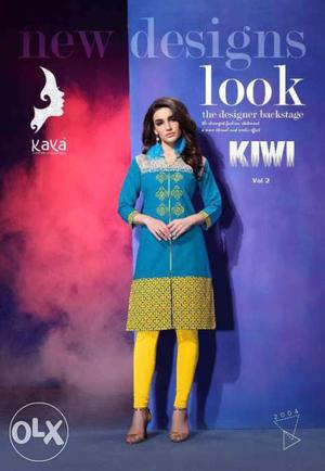Printed Embroidery cotton Kurtis with mirror work