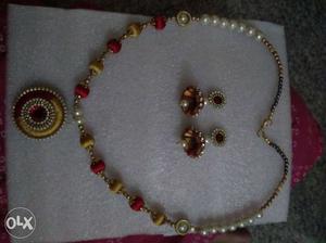 Red and Golden colour silk thread set