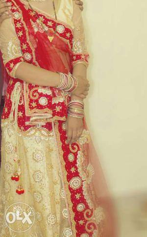 Red lengtha for bridal wear. It looks like a