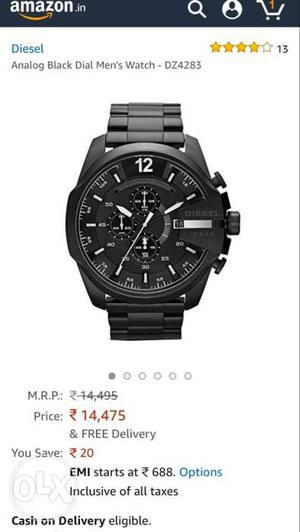 Round Black Chronograph Watch