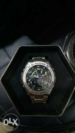 Round Silver Chronograph G-Shock Watch In Box