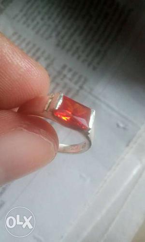 Silver And Ruby Gemstone Ring