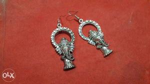 Silver Elephant Drop Hook Earrings
