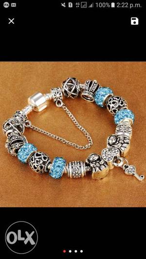 Silver plated beads charm bracelets
