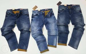 Three Cuffed Denim Jeans