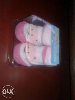 Toddler Girl's Pink And White Knitted Socks