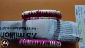 Two Purple-and-white Silk Thread Bangles