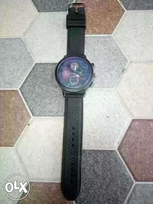 Urgent Sale Round Black Chronograph Watch
