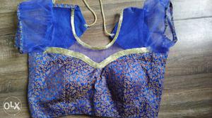 Women's Blue And Gold Crop Top