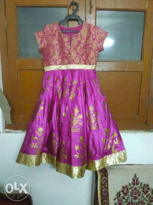 Women's Purple And Brown Floral Traditional Dress