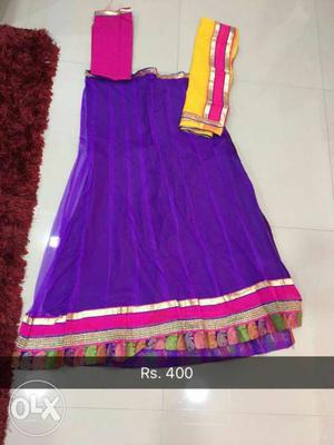 Women's Purple, Yellow And Pink Kameez