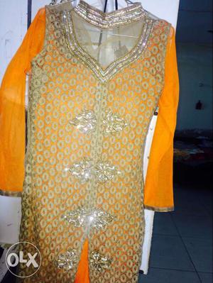 Yellow And Silver Cultural Suit