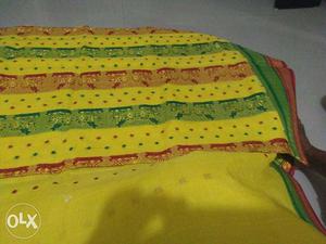 Yellow, Green, And Red Textile