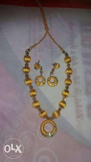 Yellow Necklace With Earrings