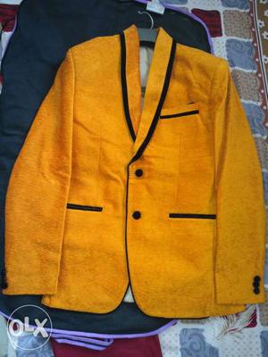 Yellow Shawl Lapel Suit Jacket