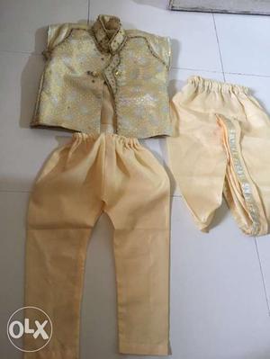 2 to 3 year old kid functional dhoti dress 2 piece set