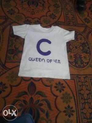 32 size 6day old White Queen Of Printed T-shirt