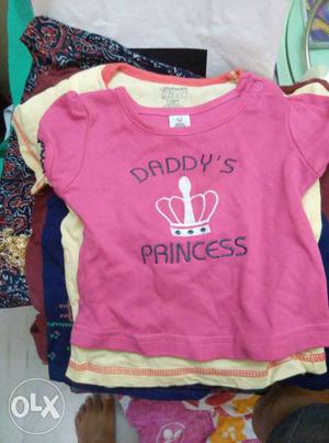 Baby girl tees 3-9 months very less used rs 90