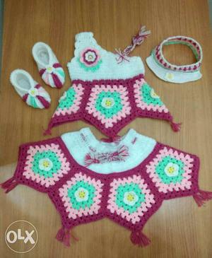 Baby knitted frock set
