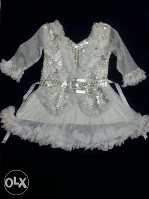 Brand new party wear milky white net frock for
