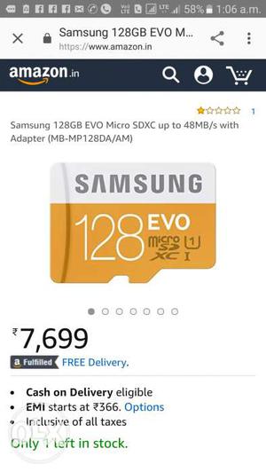 New 128gp Samsung EVO micro SDXC