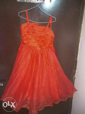 Red flair frock for 10 year girl