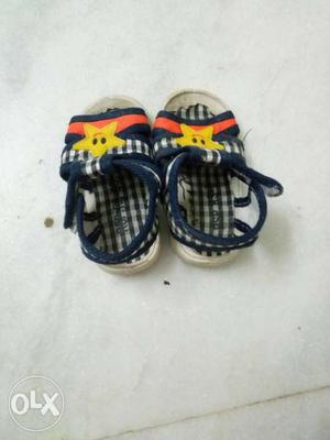 Toddler's Blue And Brown Slingback Sandals