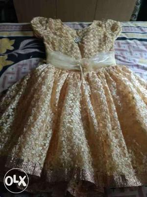 Toddler's Yellow And Silver-color Floral Dress