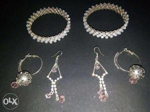2 pair of earrings with bangles