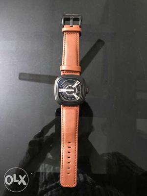 Black Seven Friday Watch With Brown Strap contact