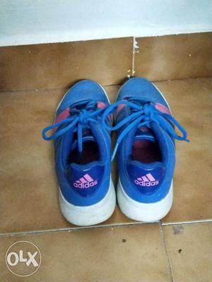 Blue-and-pink Adidas Running Shoes