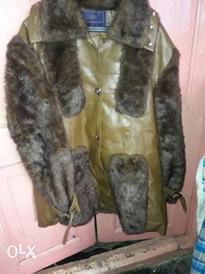 Brown And Gray Fur Snow Jacket