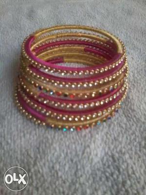Brown And Pink Bangle Bracelet Set
