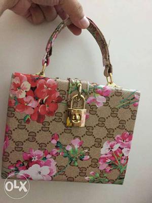 Brown And Pink Floral GD Handbag