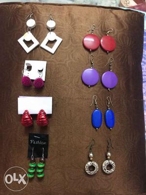 Eight Pairs Of Drop Earrings for Rs 25/- each.