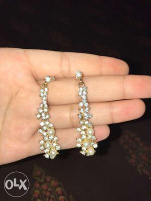 Embellished Diamond Gold Drop Earrings