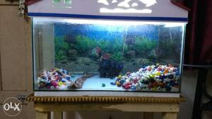 Fish tank,  cover, 6kg stone, pump, light,