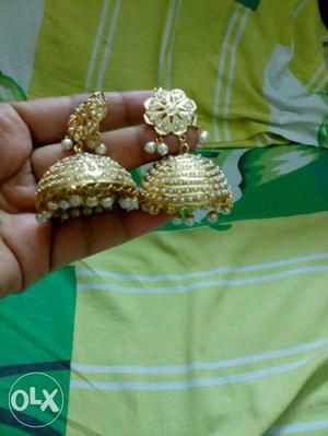 Gold With Pearls Jhumka Earrings